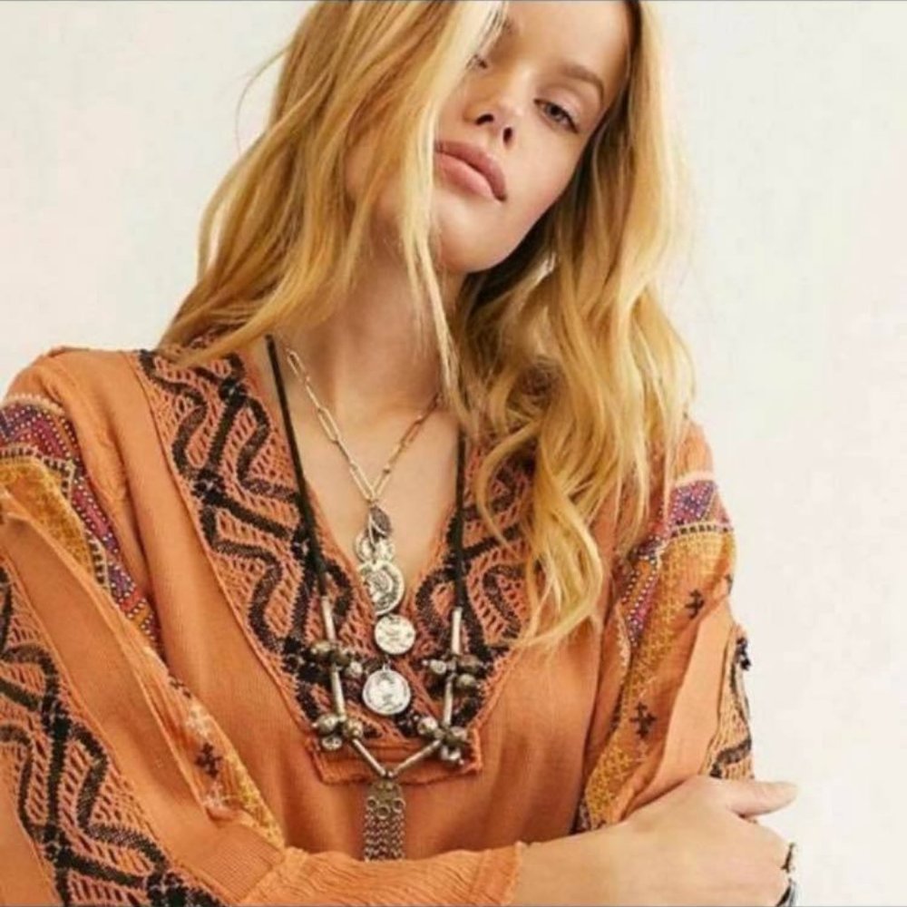 Free People Cross Country Sienna Bell Sleeve Top Small